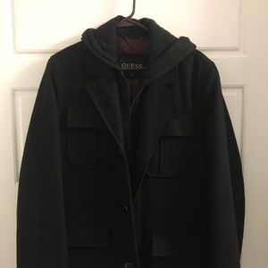Mens black pea coat